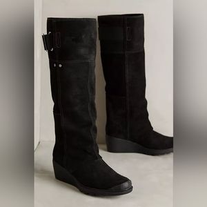 Sorel Black Tall Toronto Suede Leather Wedge Boot